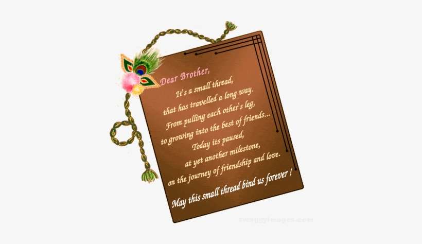 Raksha Bandhan Pictures Of Brother And Sister - Quotes For Brother On Raksha Bandhan, transparent png download