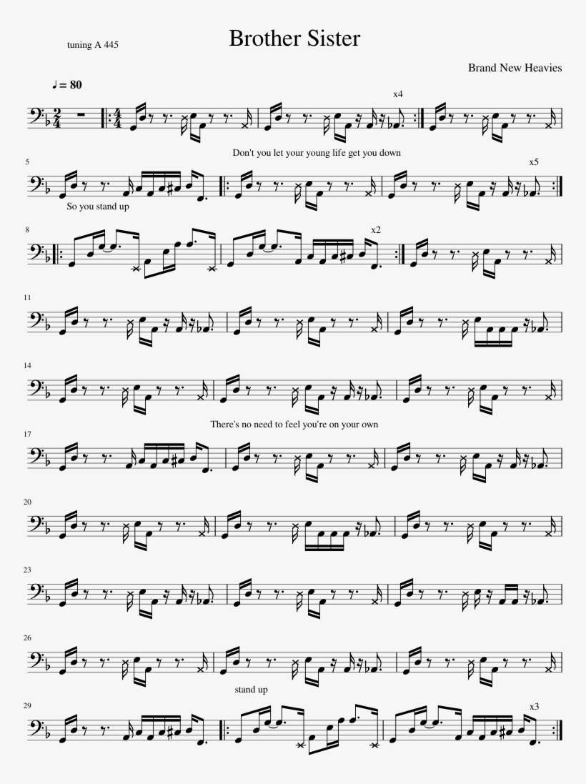 Brother Sister Sheet Music Composed By Brand New Heavies - Brand New Heavies Brother And Sister Score, transparent png download