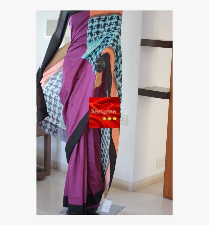 Cotton Silk Saree - Fractal, transparent png download