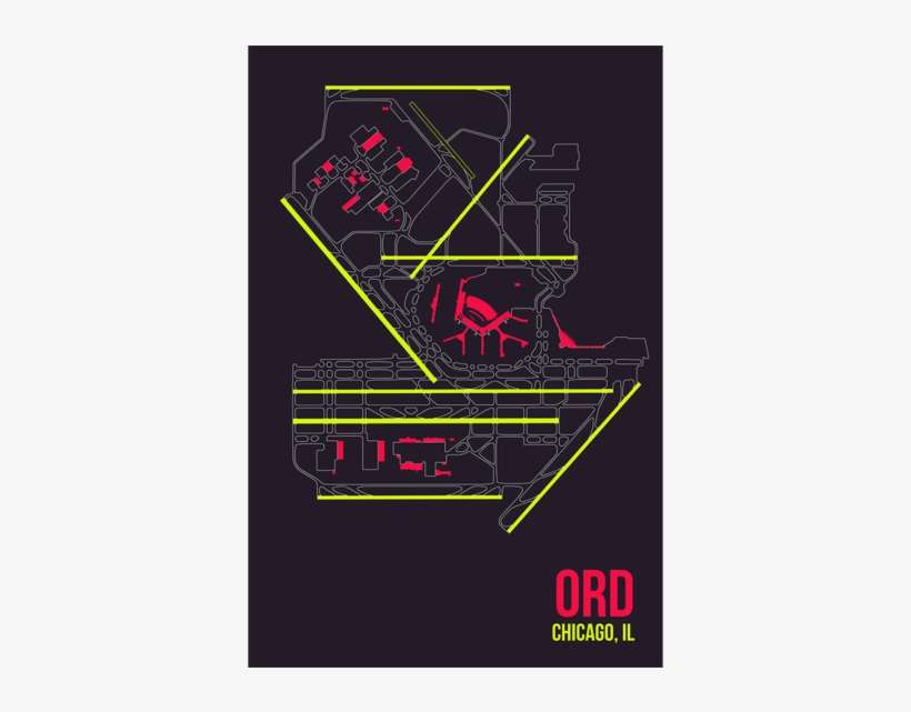 Ord - Chicago - 08 Left 'ord Airport Layout' Canvas Art (16x24), transparent png download