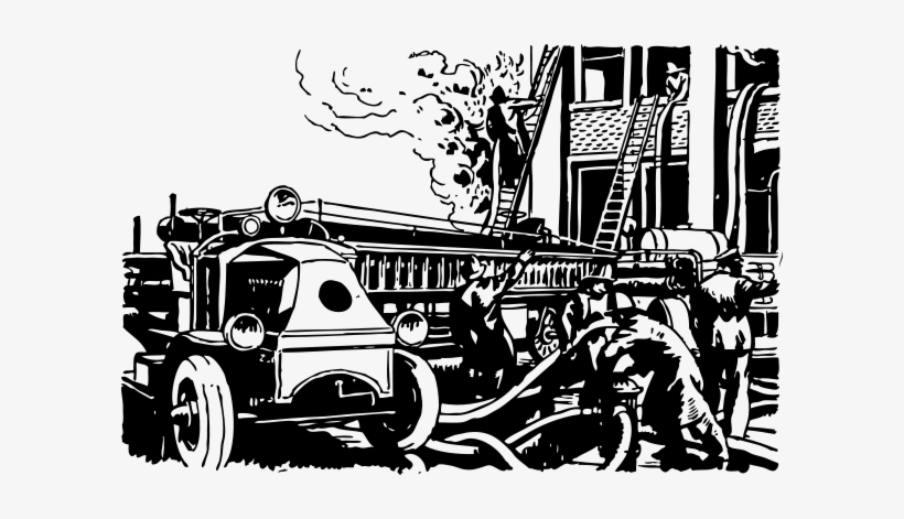 Automobile Fire Engine Png Clip Arts - Vintage Illustration Fire Engine, transparent png download