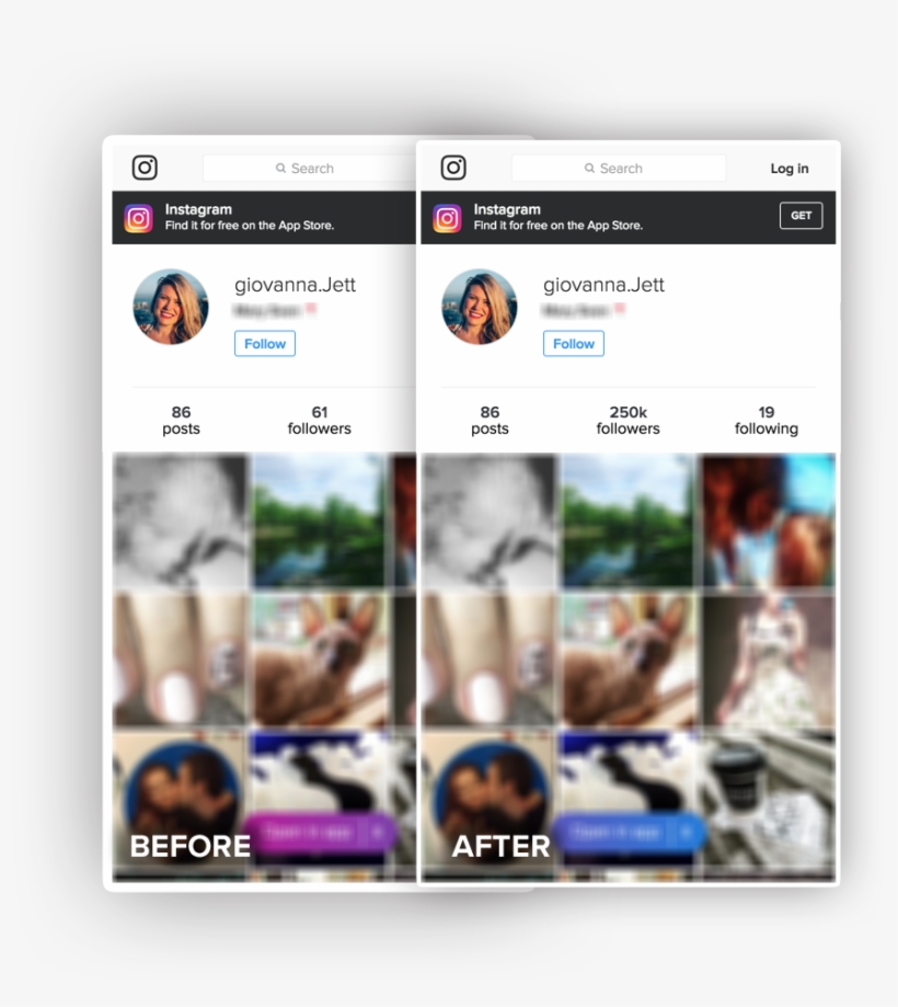 Giovanna Jett - Instagram Follower Before And After, transparent png download