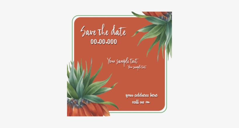 Save The Date Invitation Card Botanicals Flowers Background, - Aloe, transparent png download