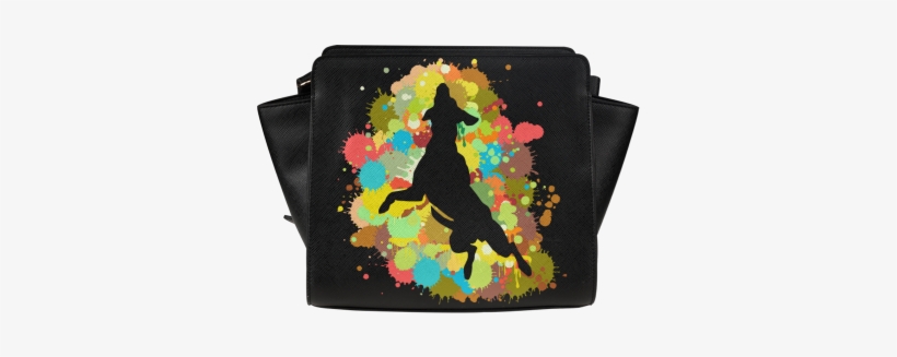 Funny Crazy Jumping Dog Shape Splash Design Satchel - Wristlet, transparent png download