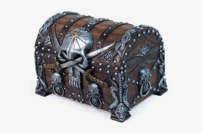 Jewelry Box Chest Crossed Blades Pirate Skull Bucaneer - Pirate Treasure Chests, transparent png download