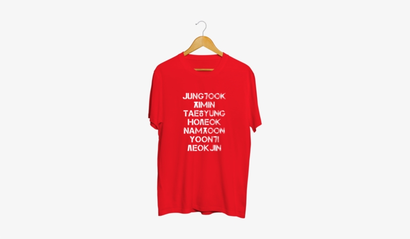 Bts White Korean Typography Red T-shirt - T-shirt, transparent png download