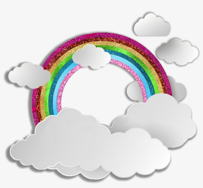 Rainbow Colorful Paperclouds Vector Glitter Weather - Heart, transparent png download