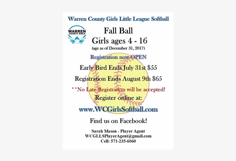 Fall Ball Registration - 2018, transparent png download