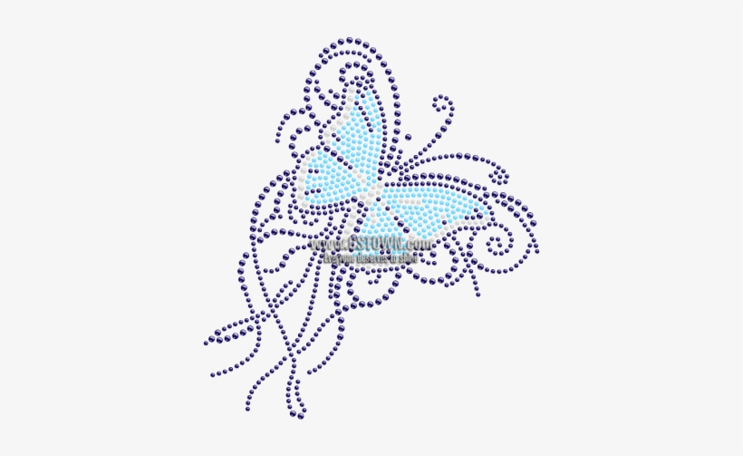 Fancy Iron On Design Blue Butterfly Rhinestone Transfer - Design, transparent png download