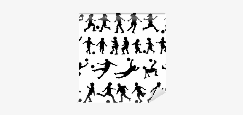 Children Playing Soccer Vector Silhouettes Wall Mural - Vector Graphics, transparent png download