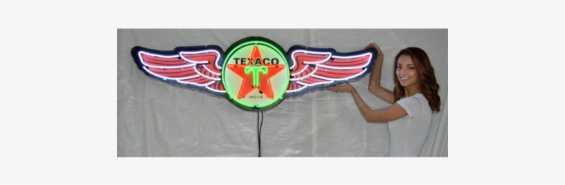 5 Foot Texaco Wings Neon Sign In Steel Can - Neon Sign, transparent png download