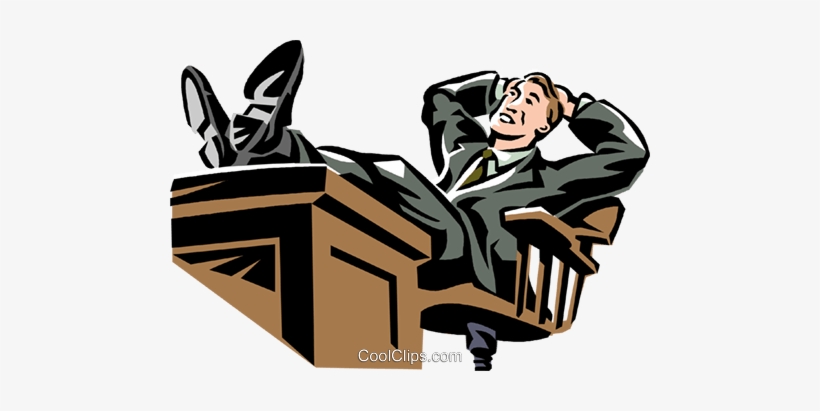 Businessman Relaxing At His Desk Royalty Free Vector - Businessman Relaxing Clipart Png, transparent png download