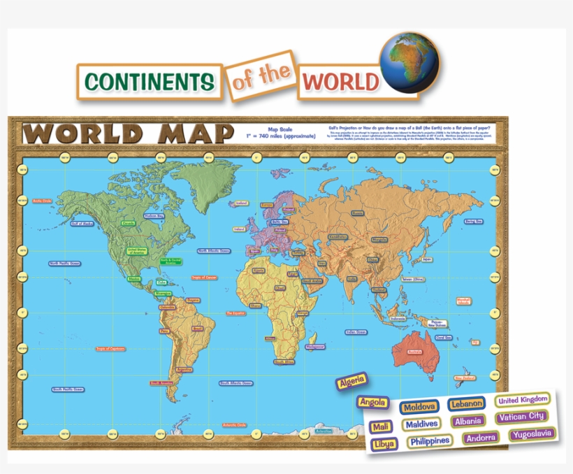 Tcr4410 World Map Bulletin Board Display Set Image - Map For Grade 1, transparent png download