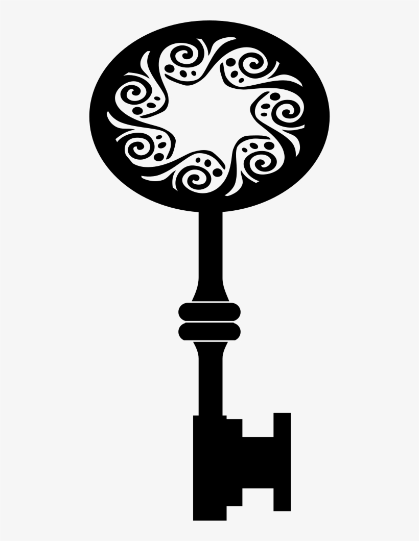 Antique Key Shape With Star Hole In The Middle Of Spirals - Icon, transparent png download