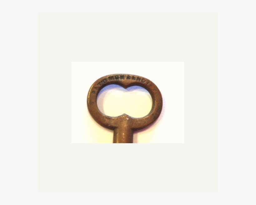 Antique Brass Barrel Skeleton Key With Notched Flag - Wood, transparent png download