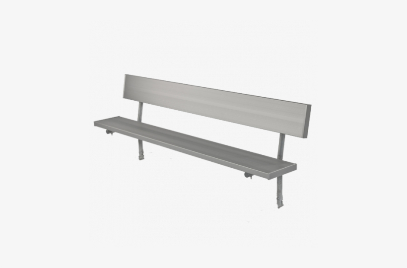 8' Stationary Bench With Back - Players Bench W Back Galv. Steel Frame Aluminum Plank, transparent png download