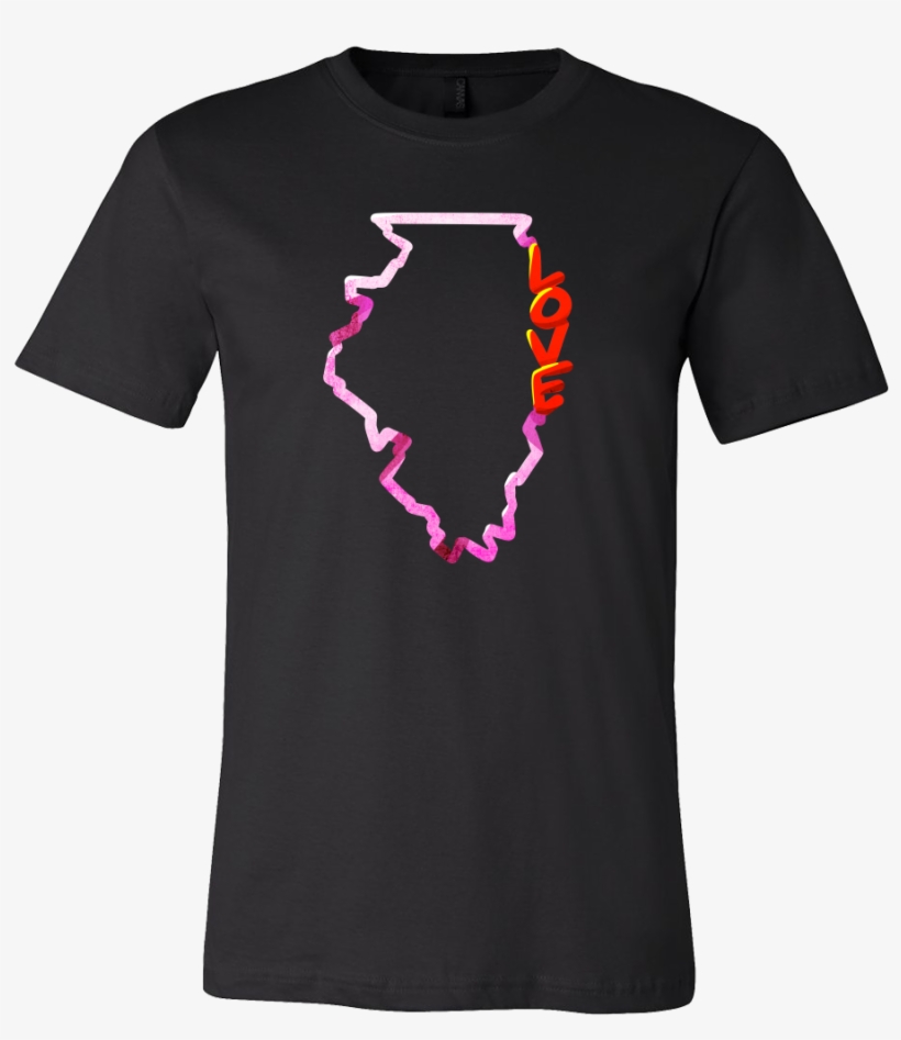 Love Illinois State Flag Map Outline Souvenir Gift - Welshly Arms T Shirt, transparent png download