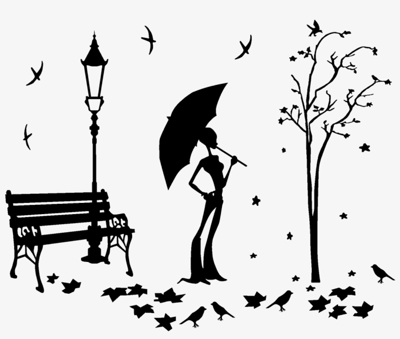 Vinilo Chica En El Parque - City Background, transparent png download