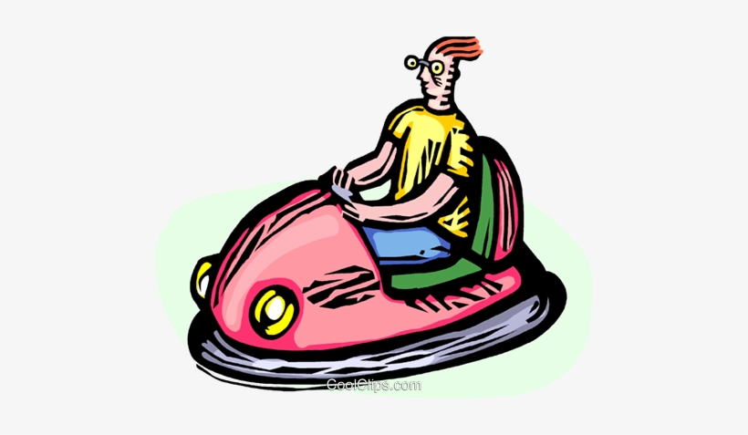 Man In A Bumper Car Royalty Free Vector Clip Art Illustration - Bumper Carts Clip Art, transparent png download