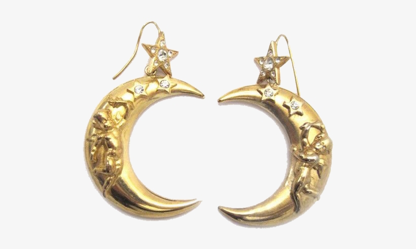 Gold Moon Earrings Polyvore Moodboard Filler Clothing - Mood Board, transparent png download