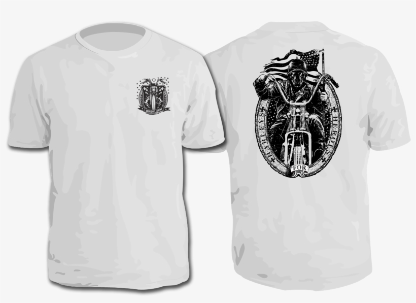 Skull Rider White Short, Harleys For Heroes - American Choppers Art Print - Mini By Tshirt-factory, transparent png download