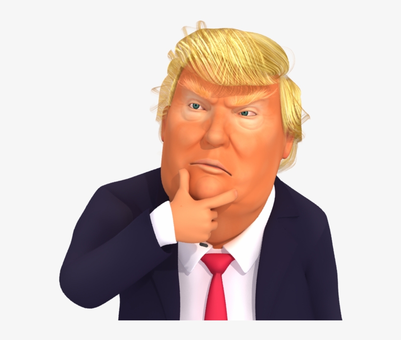 #trumpstickers Thinking Trump 3d Caricature Emoji - Emoji, transparent png download
