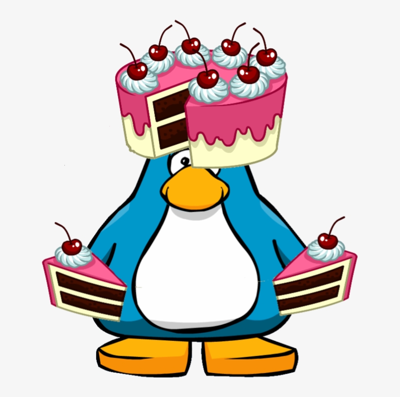 Cake Hat And Cake Hand Item - Club Penguin Item, transparent png download