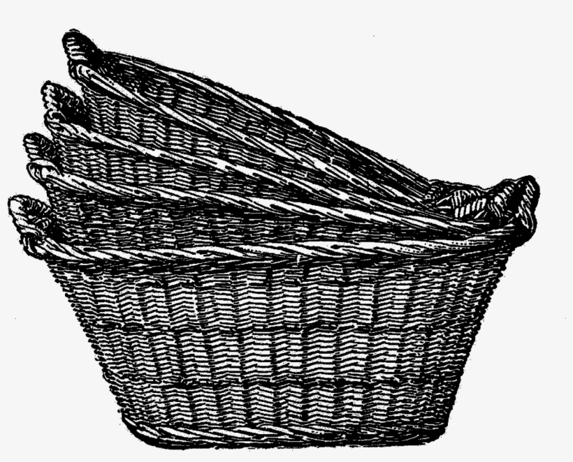 Baskets Clipart - Vintage Laundry Basket Printable, transparent png download