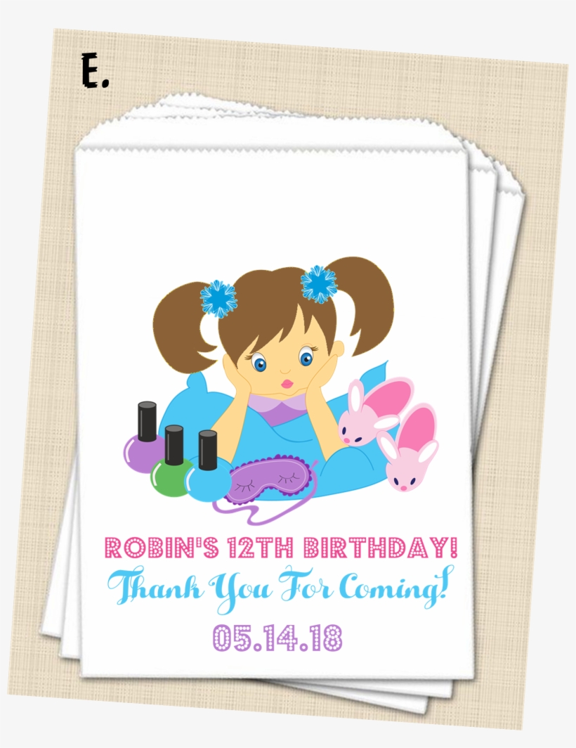 Slumber Party Birthday Party Favor Bags - Greeting Card, transparent png download
