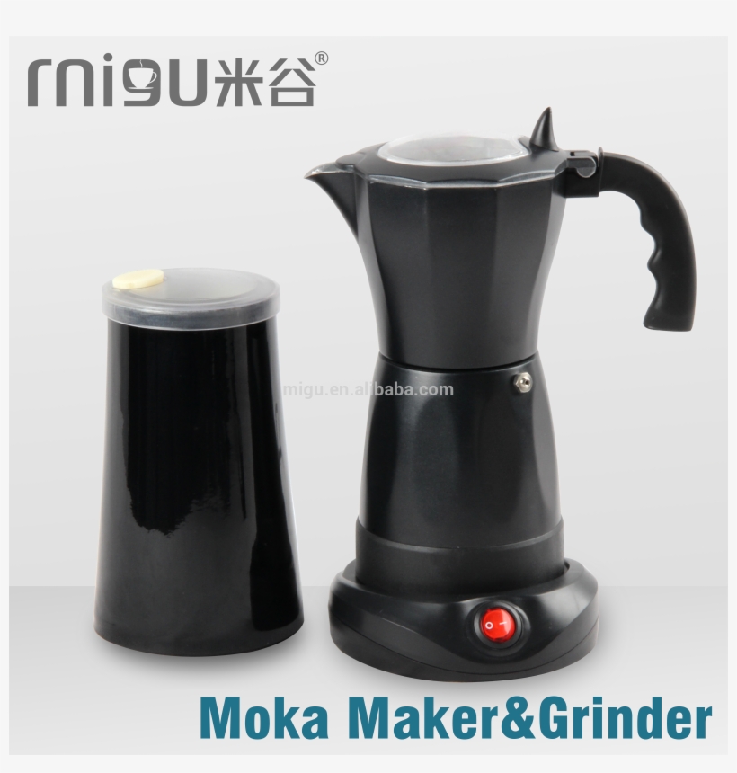 Portable Electric Coffee Grinder Mill&moka Pot Set - Coffee Percolator, transparent png download