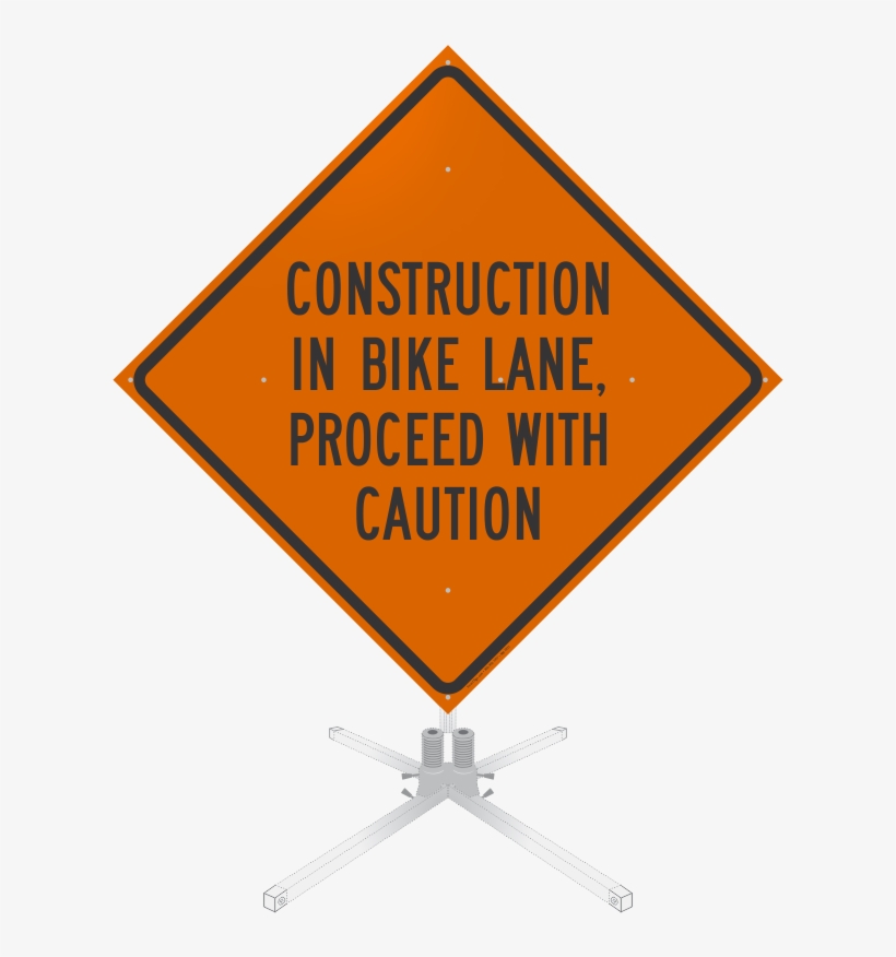 Construction In Bike Lane Roll-up Sign - Truck Crossing Sign, transparent png download