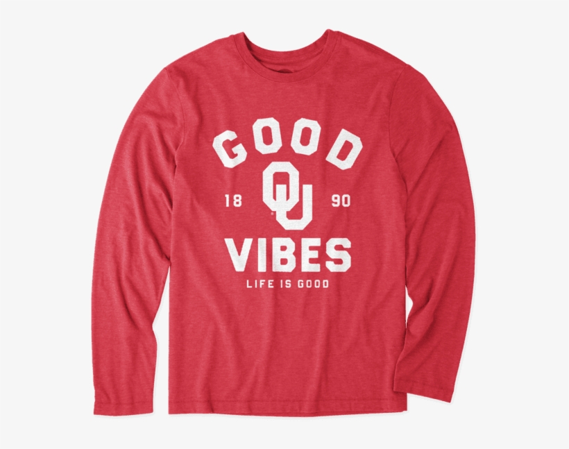 Men's Oklahoma Sooners Good Vibes Arc Long Sleeve Cool - T-shirt, transparent png download