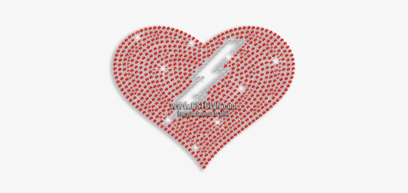 Ruby Heart With Lightening Iron-on Rhinestone Transfer - Hotfix, transparent png download