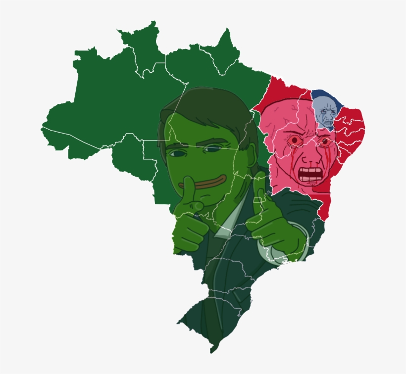 Right-wing Candidate Jair Bolsonaro Wins First Round - Brazil Map, transparent png download