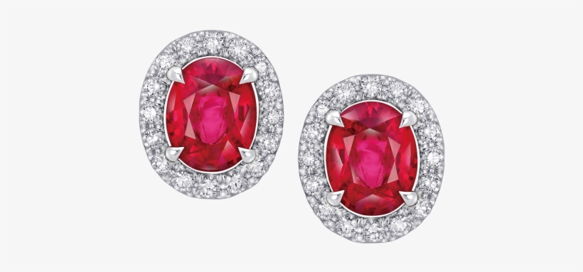 Oval Shaped Ruby And Diamond Earrings - Diamond And Ruby Earring In Png, transparent png download
