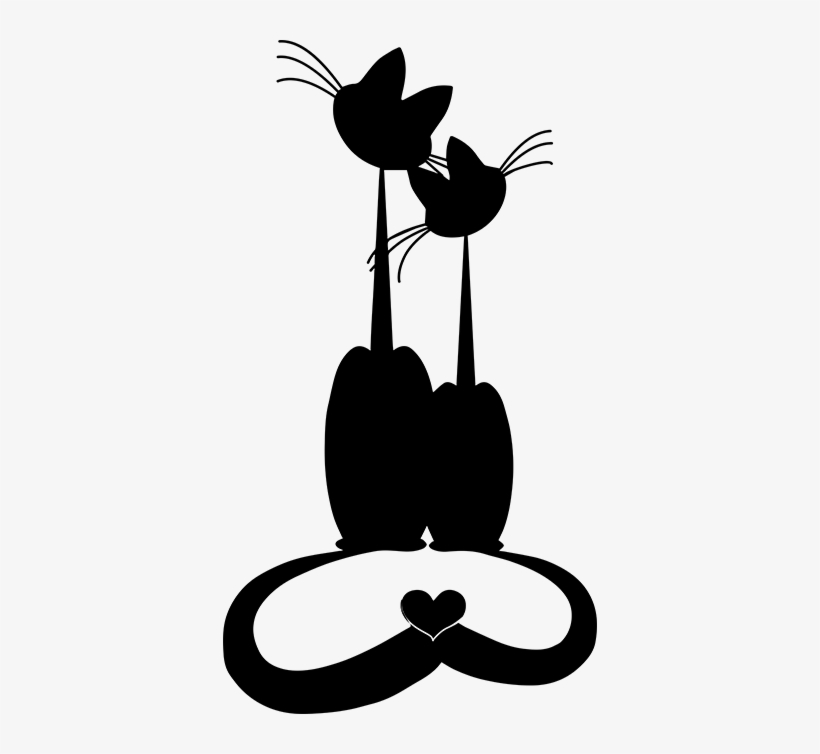 Cats In Love Wall Sticker - Siluetas De Gatos Enamorados Png, transparent png download