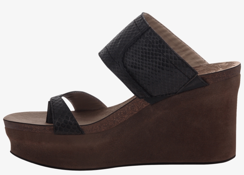 Brookfield Womens Wedge In Black Scale Inside View - Otbt Brookfield Women Open Toe Leather Black Platform, transparent png download
