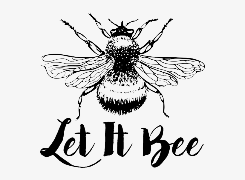 Let It Bee - Bumble Bee Black And White, transparent png download
