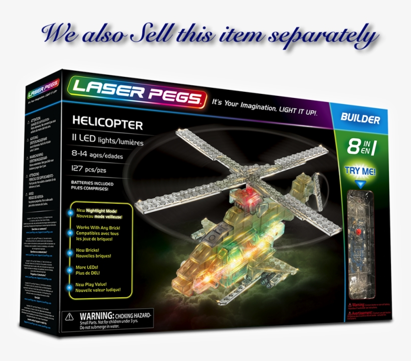 Minecraft Obsidian Series 4 Elder Guardian Rabbit & - Laser Pegs 8-in-1 Helicopter Building Set, transparent png download