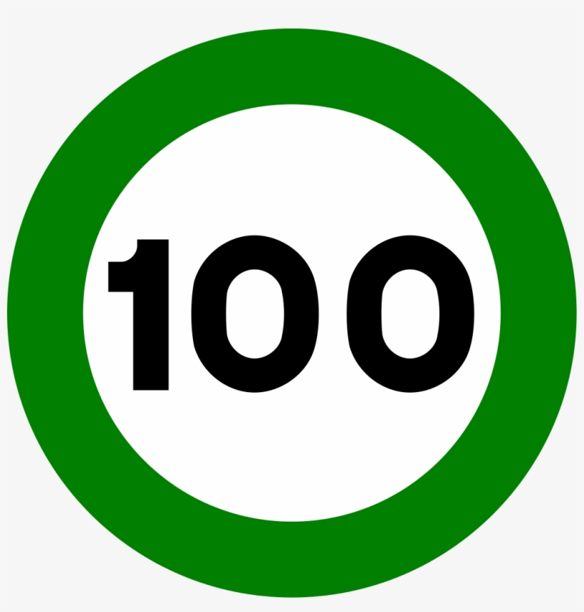 Spain Traffic Signal R301 100 Green - Signal 100, transparent png download