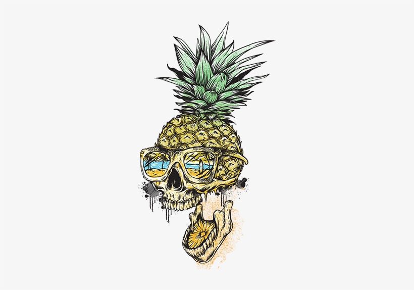 Skull Pineapple T-shirt By Redhorse - Pineapple Skull Drawing, transparent png download