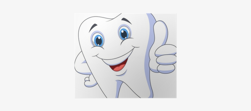 Póster Diente De La Historieta Linda Con El Pulgar - Healthy Teeth Cartoon, transparent png download