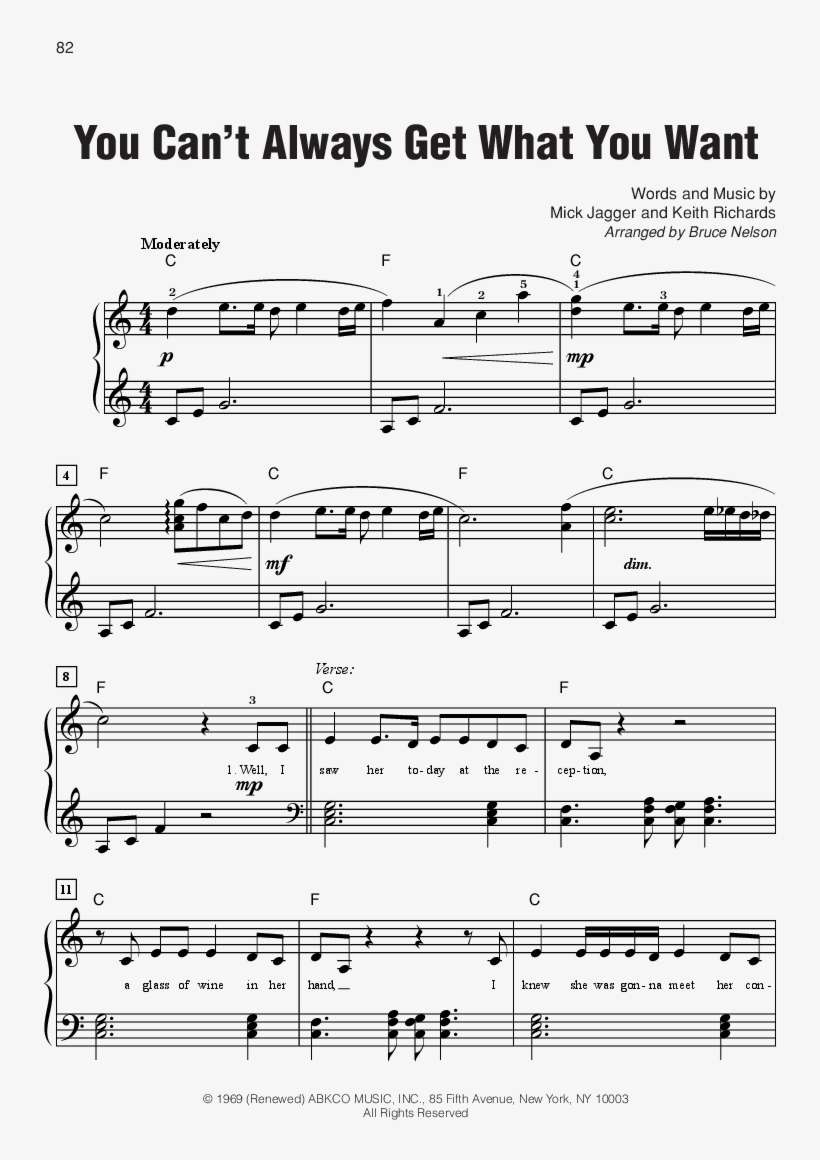 Rolling Stones Sheet Music - Sheet Music, transparent png download