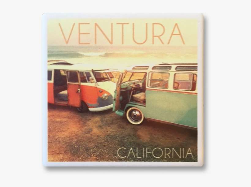 Vw Surf Van Coaster - Vintage Vans Parked On Beach Photo Art Print Poster, transparent png download