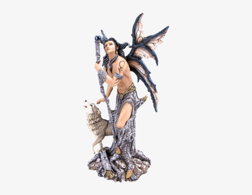 Male Fairy With Wolf Statue - Fairy Male Png, transparent png download
