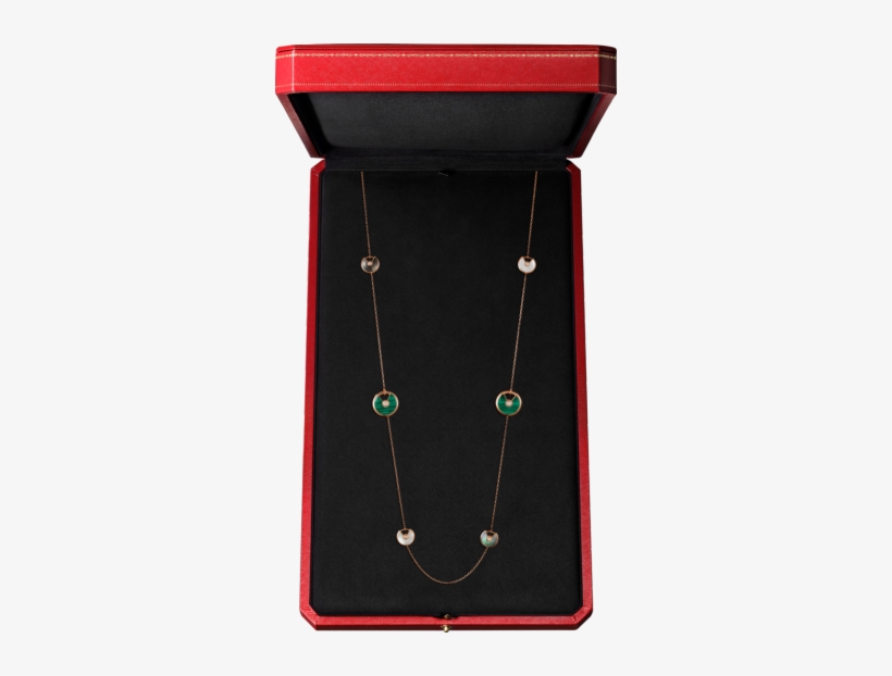 Amulette De Cartier Long Necklace, Xs And Small Models - Amulette De Cartier 18ct Pink Gold, Malachite, transparent png download