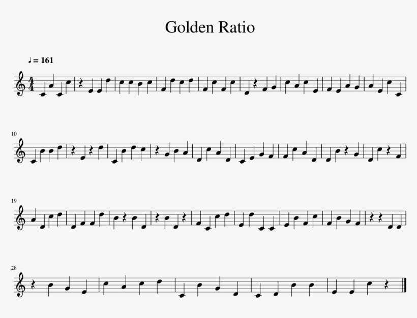 Golden Ratio Sheet Music 1 Of 1 Pages - Adventure Time Everything Stays Note, transparent png download