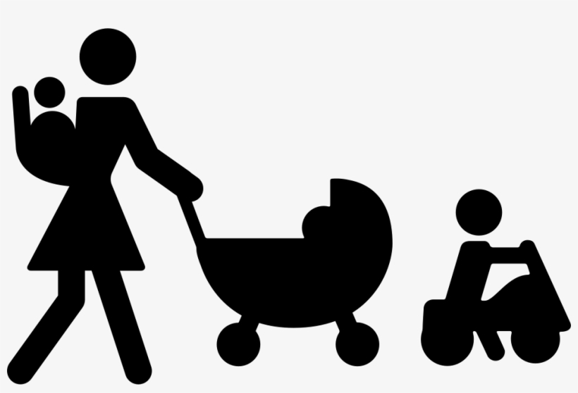 Mother Walking With Three Babies Comments - People Walking Icon Png, transparent png download