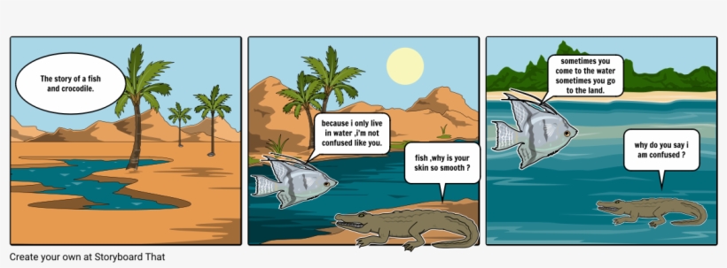 Story Of Fish And Crocodile - Fish And Crocodile Story, transparent png download