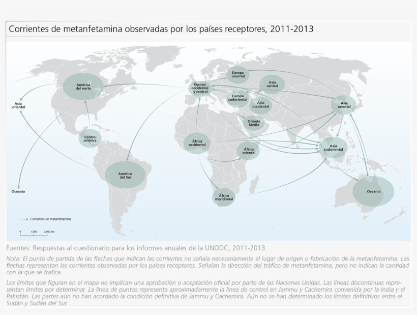 Corrientes De Metanfetamina Observadas Por Los Países - Map, transparent png download